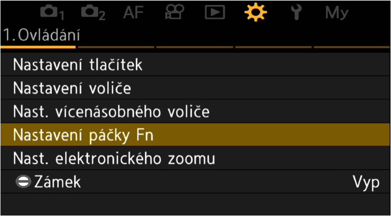 Nastavení funkce páčky