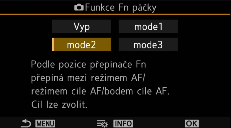 Nastavení funkce páčky